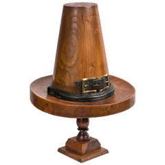 Late 19th C French Fruit Wood Pilgrim Hat on Modern Stand