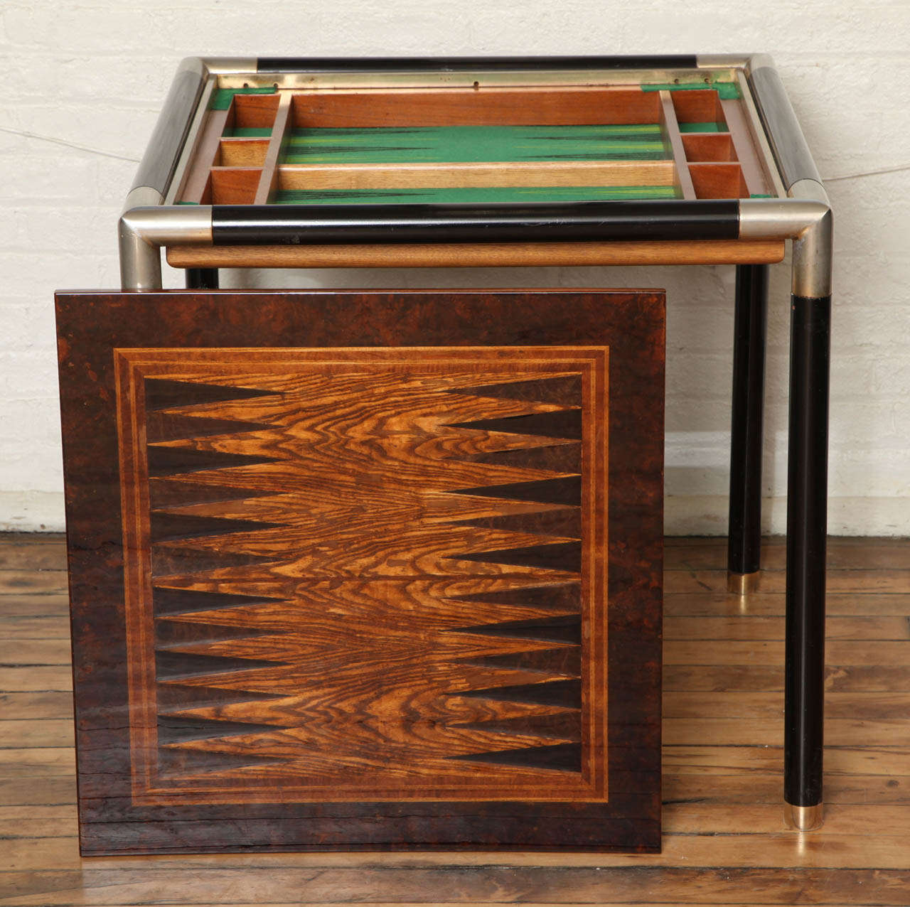 Walnut Modernist Game Table For Sale