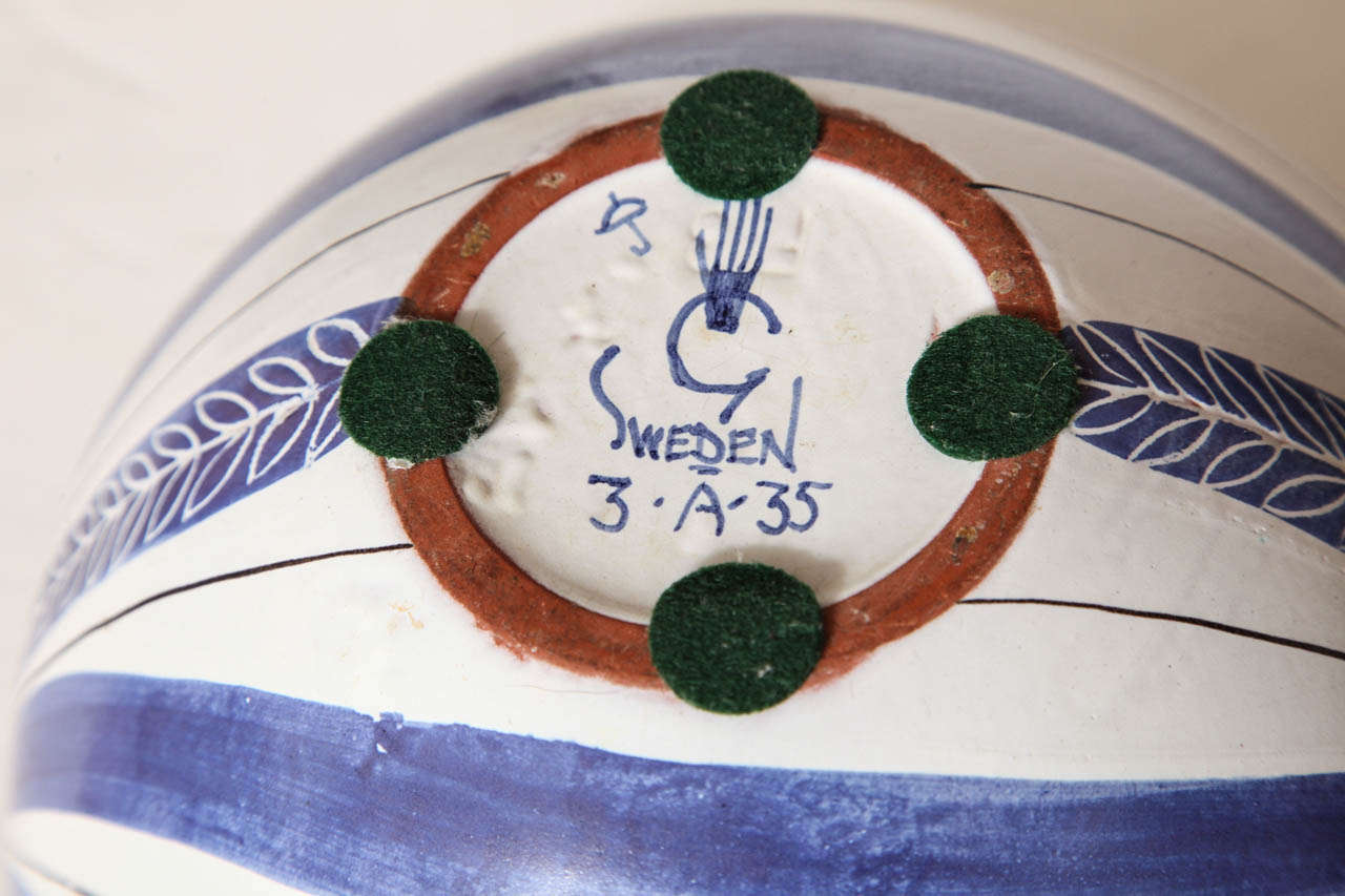 Ceramics by Stig Lindberg, Scandinavian, Mid-Century, Red, Blue and White 1