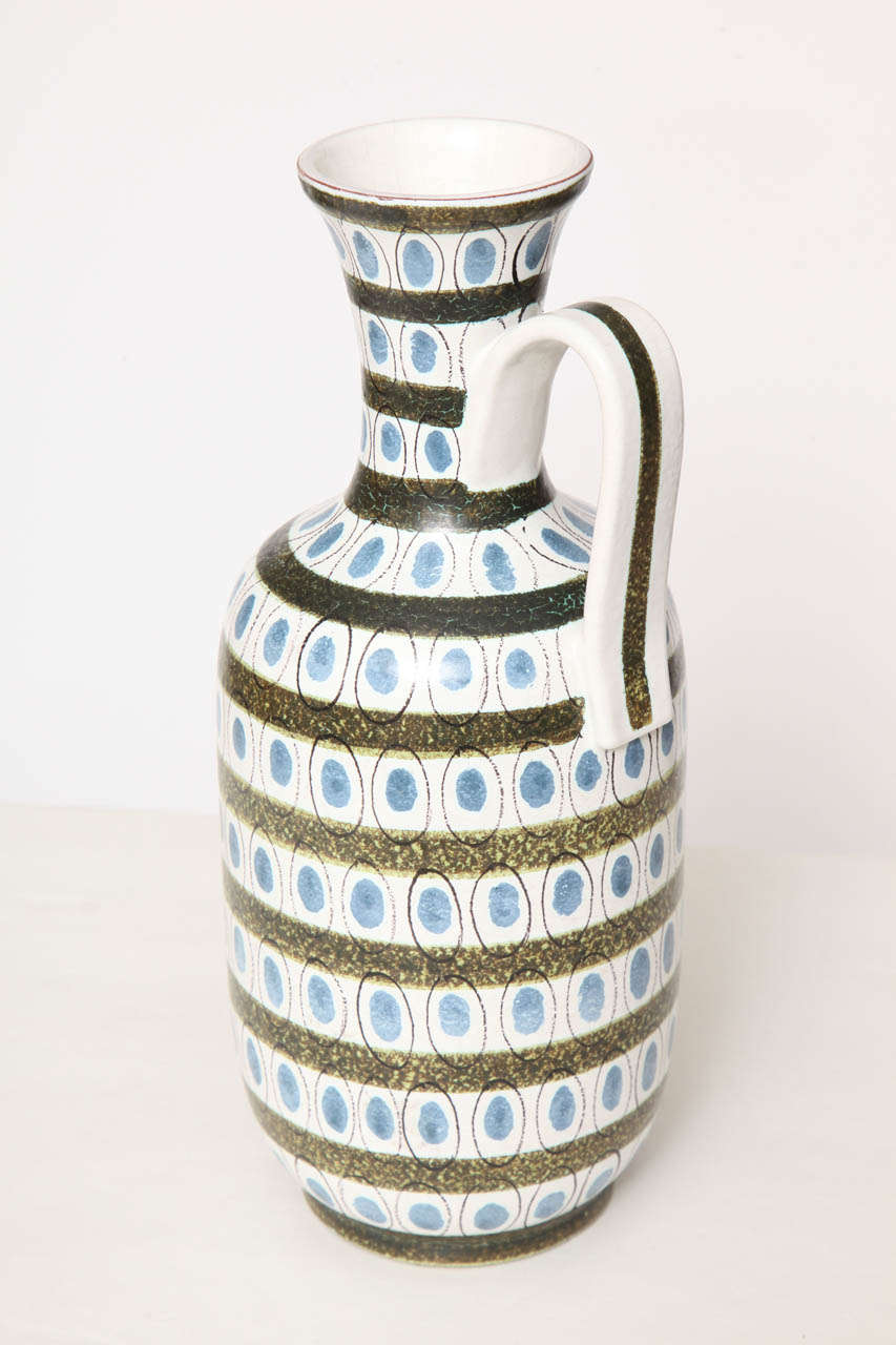 Beautiful vase/pitcher by Stig Lindberg, Sweden, C. 1955. This vase is from the group called 