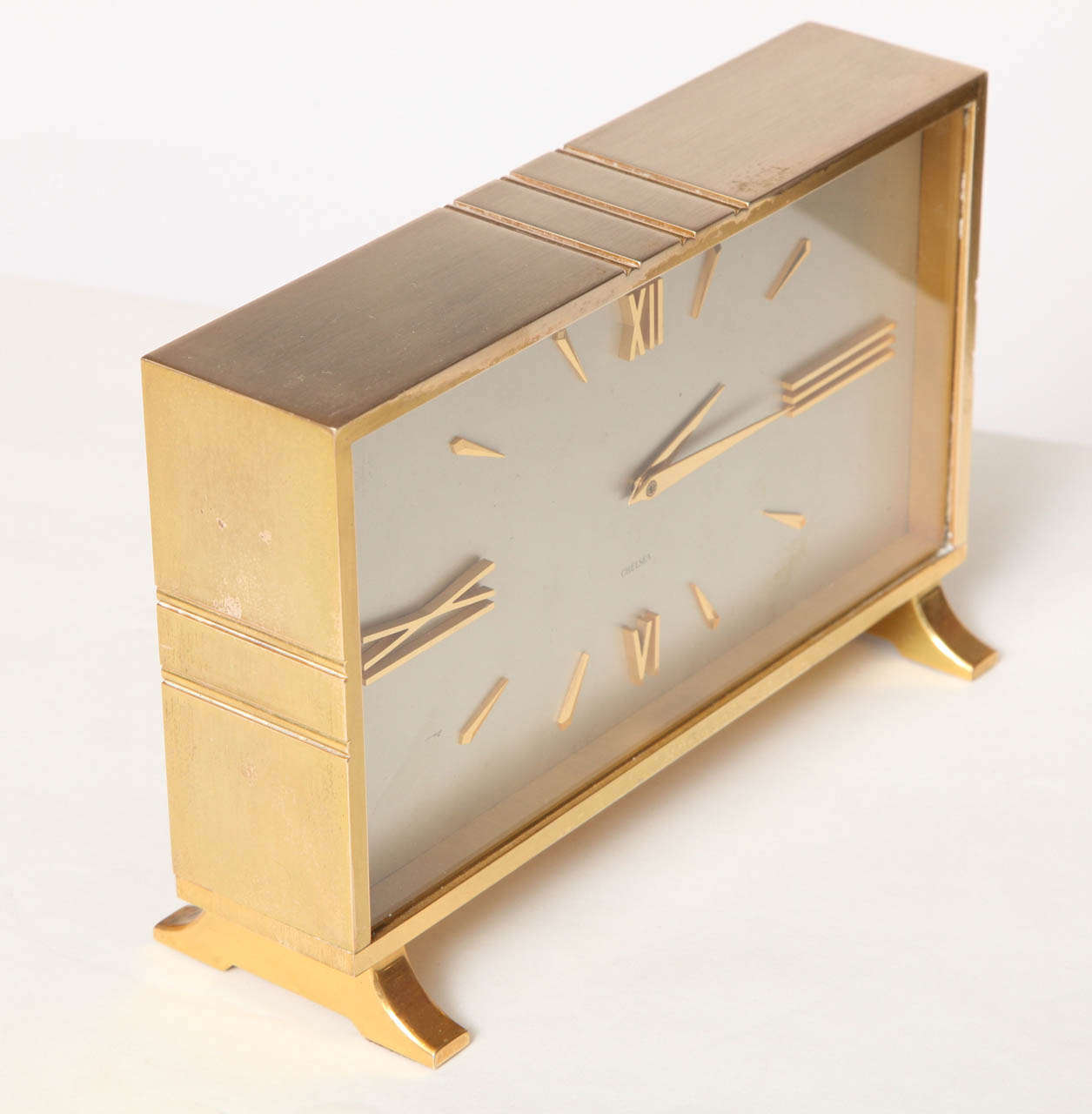 Brass Desk Clock In Excellent Condition In New York, NY
