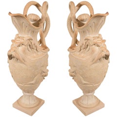 Antique Pair Terracotta Ewers Made in England circa 1820