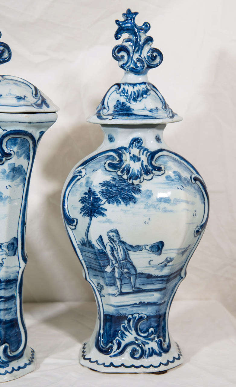 Five-Piece Blue and White Delft Garniture 2