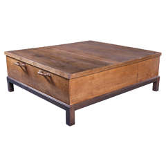 Antique French Elm Storage Box on Stand