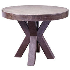 Double "X" Design Table with Antique Top Ring with Limestone