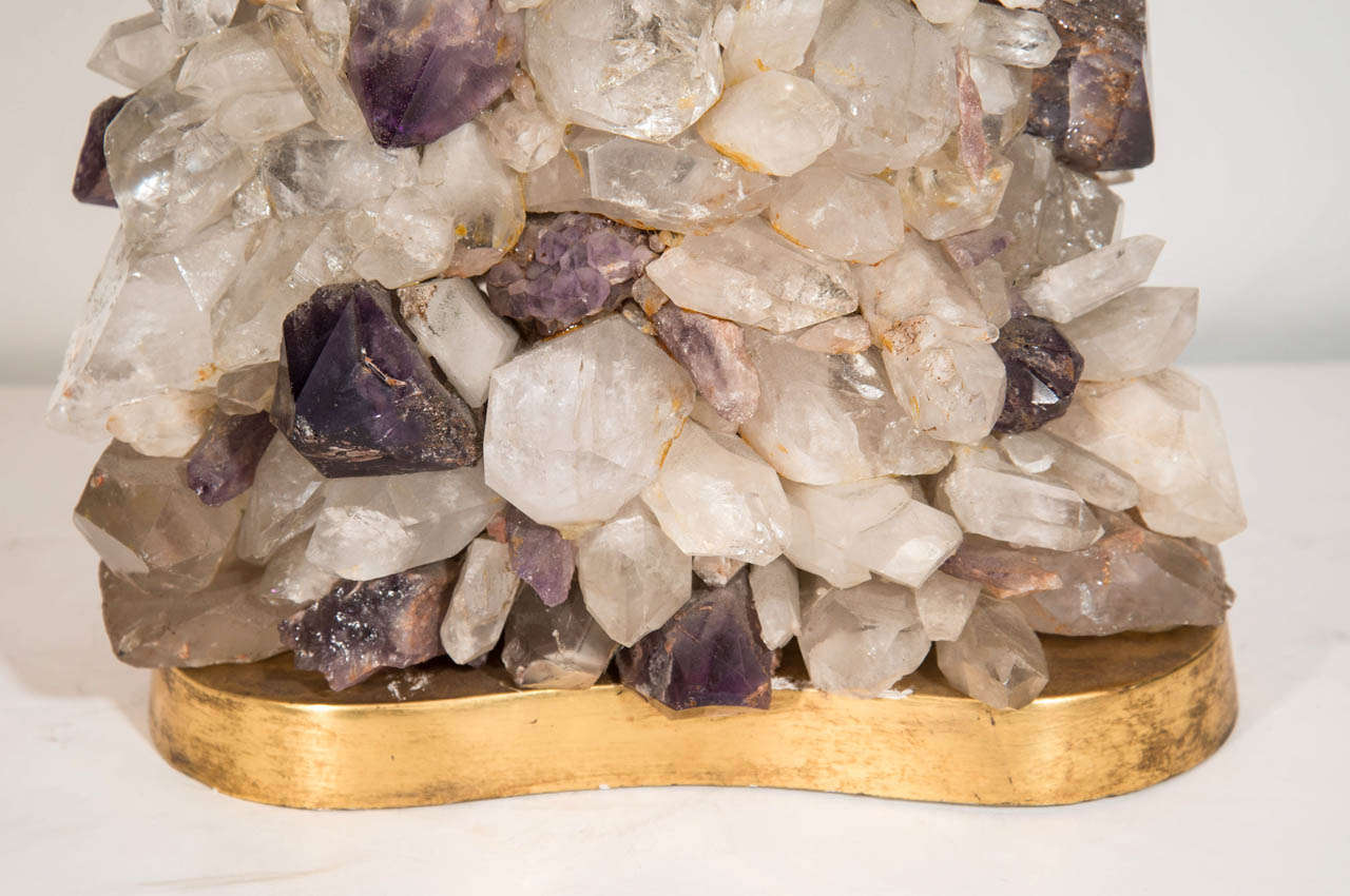 Unknown Vintage Rock Crystal and Amethyst Quartz Double-Sided Lamp For Sale