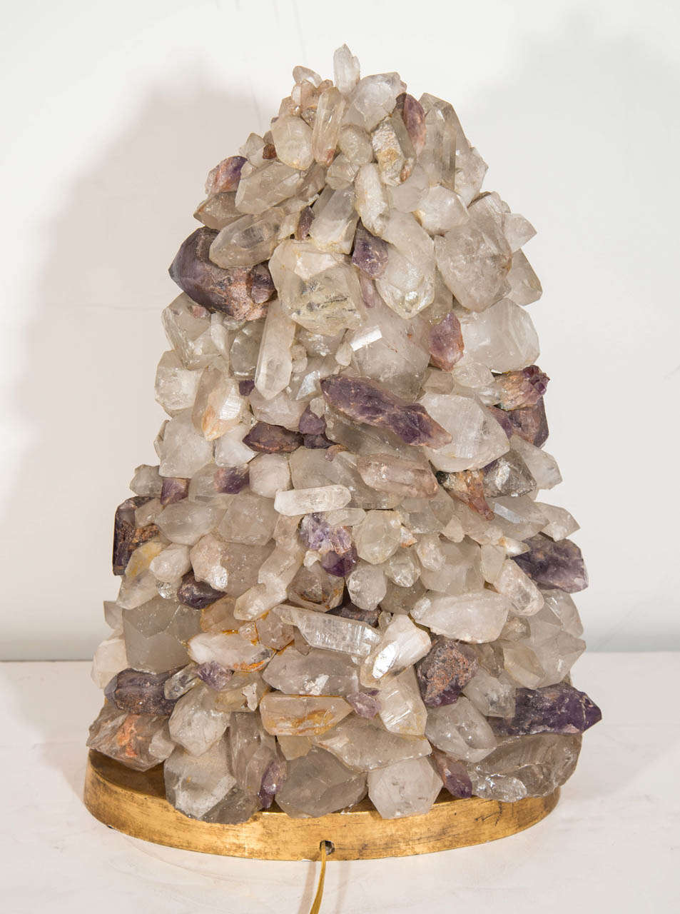 Lampe vintage à double face en cristal de roche et quartz améthyste en vente 2
