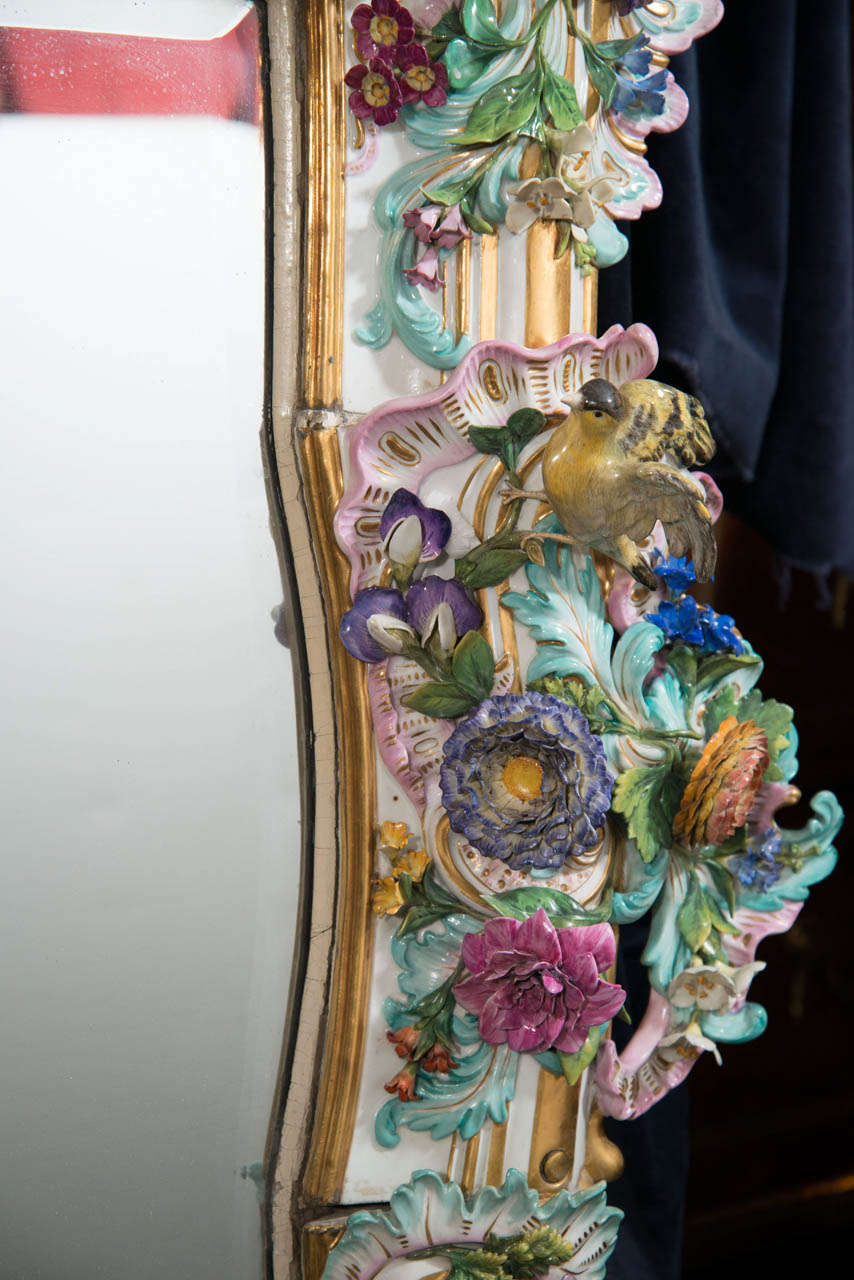 A Highly Important Antique German Meissen Porcelain Figural Mirror, 19th Century For Sale 2