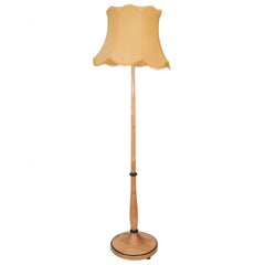 Nordic Birch Neoclassical Floor Lamp with Ebonized Details
