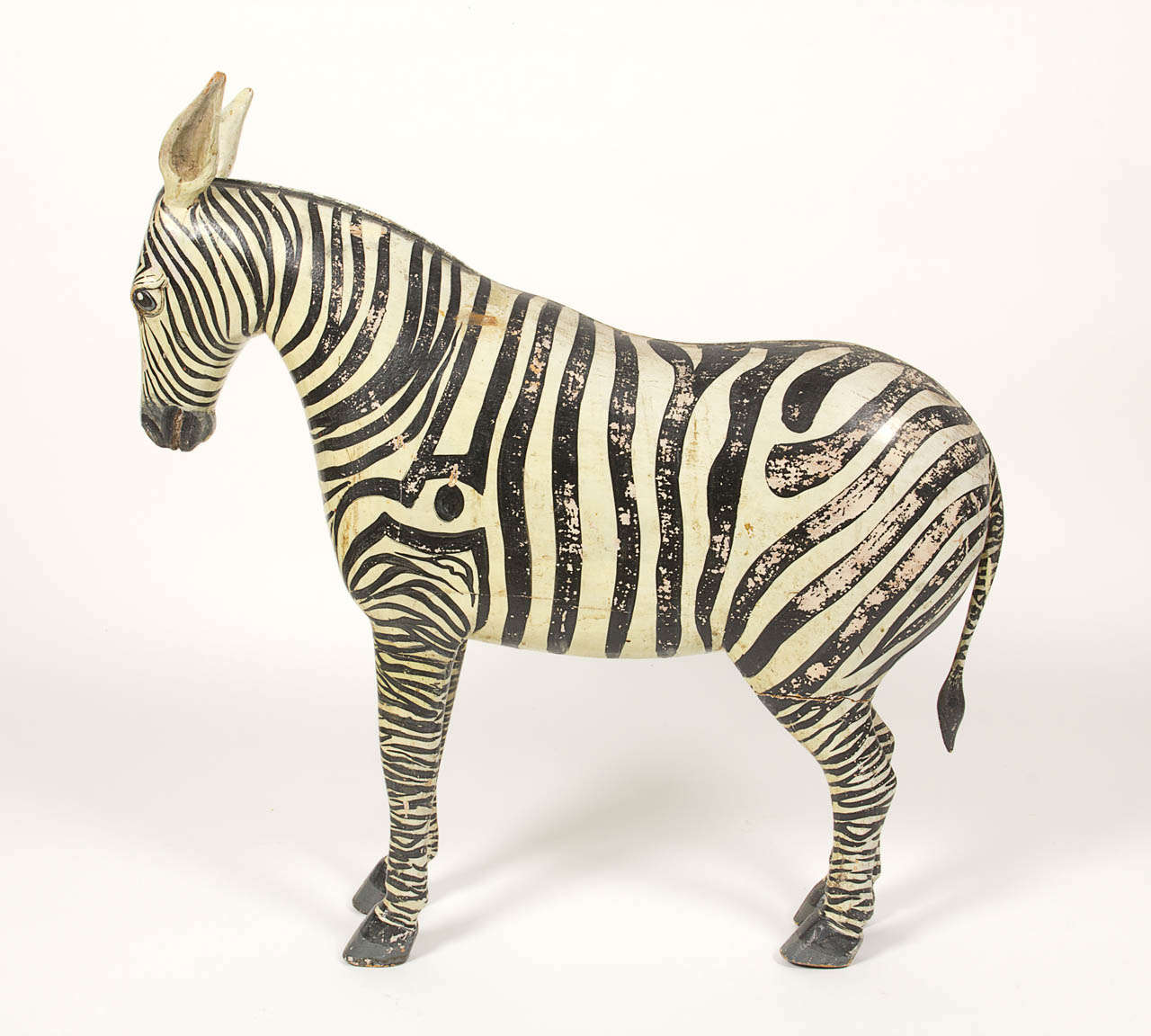 20th Century Pair Carved and Painted Zebras