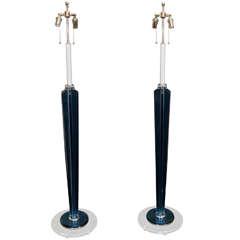 MId Century Clear And Blue Perspex  Floor Lamps