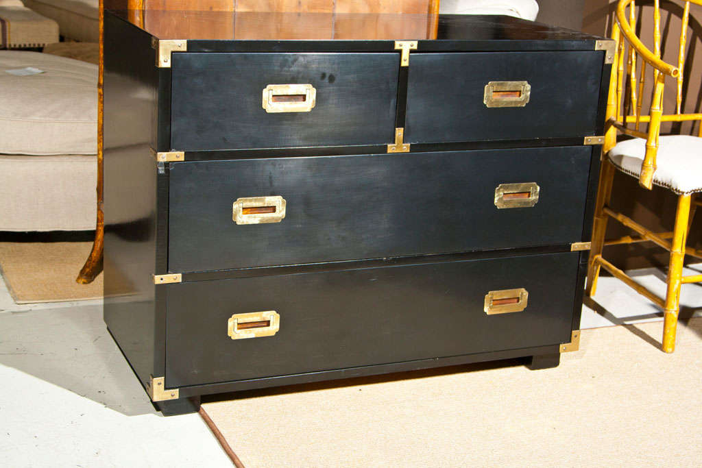 Black Campaign Chest with Brass Hardware at 1stDibs