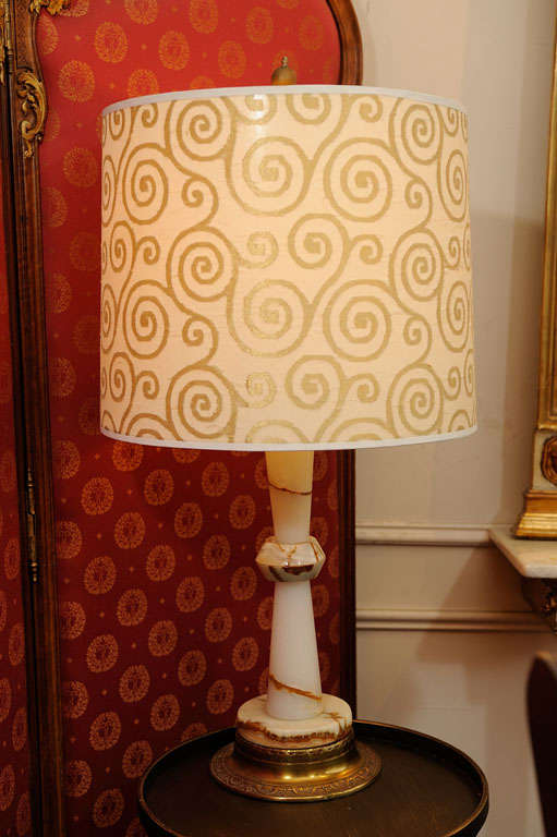 Alabaster and Brass Table Lamp
