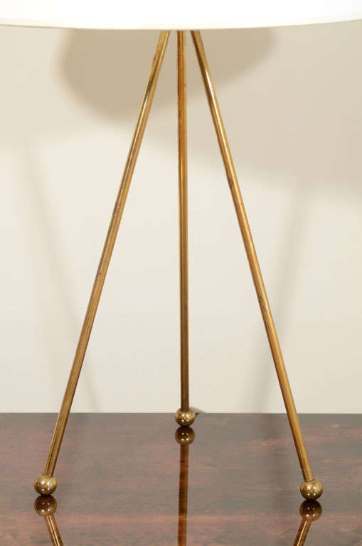 American Robsjohn-Gibbings Brass Tripod Table Lamp For Sale