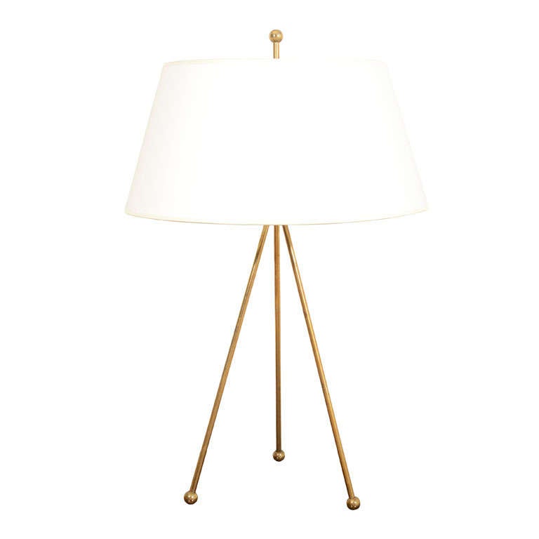 Robsjohn-Gibbings Brass Tripod Table Lamp For Sale