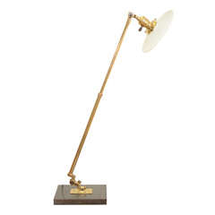 A Brass and Milk Glass Architects Desk Lamp.