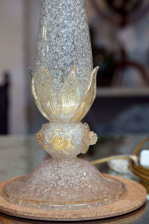 Italian Pair of Murano Gold Flecked Table Lamps