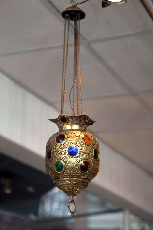 Moroccan lantern with glass jewels.