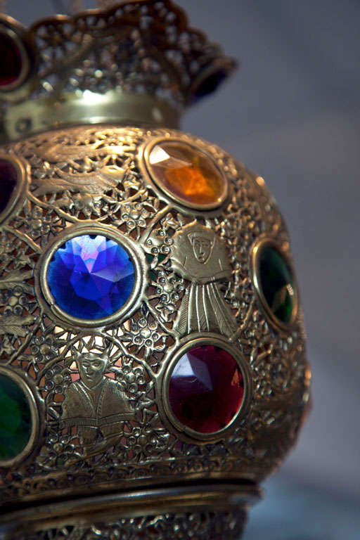 20th Century Moroccan Lantern with Glass Jewels