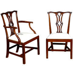 Set of 8 English Mahogany Chippendale Chairs
