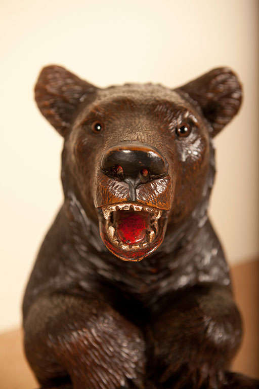 Blackforest Carved Bear Cub Umbrella stand In Excellent Condition In Kensington, MD