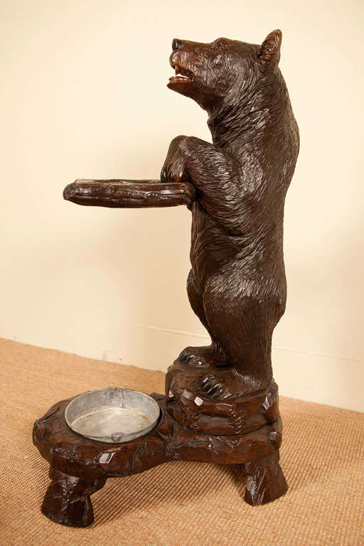 Blackforest Carved Bear Cub Umbrella stand 4