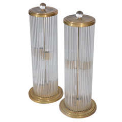 A pair of Murano column lamps by Venini