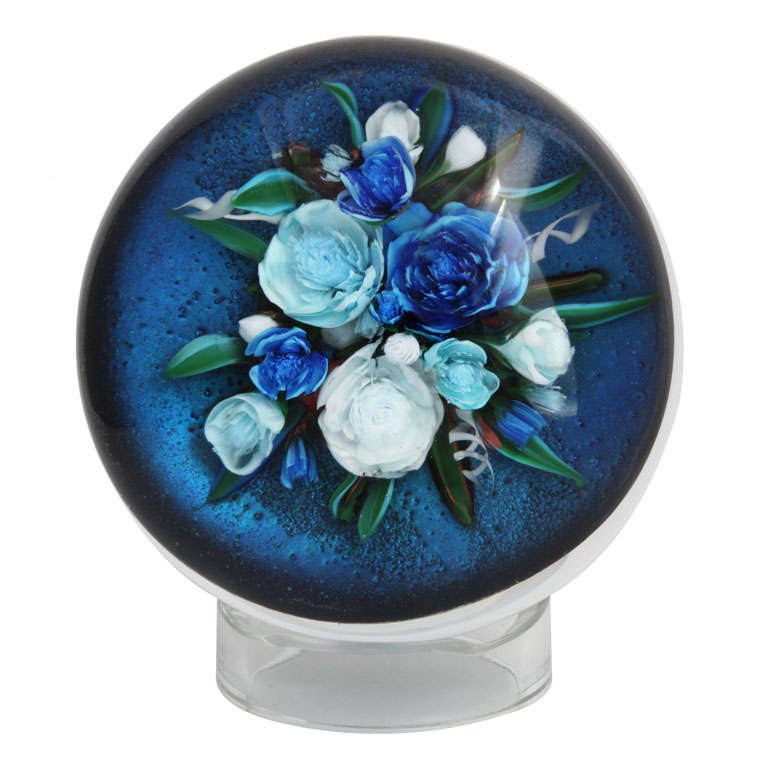 Rick Ayotte "Midnight Blue" Bouquet Paperweight For Sale