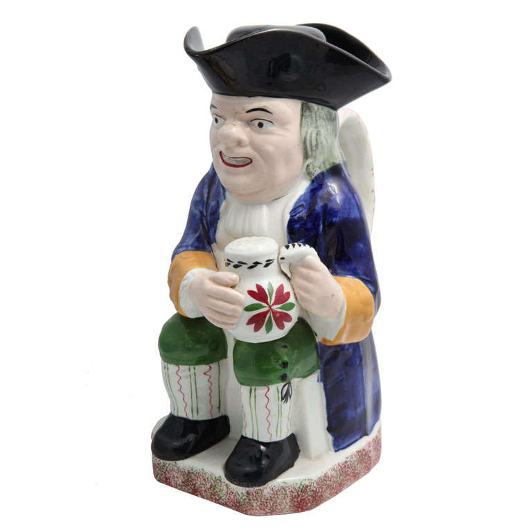 A Rare Signed Davenport Pottery Toby Jug And Cover For Sale