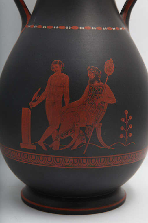 English A Rare Wedgwood Basalt Vase With Encaustic Decoration For Sale
