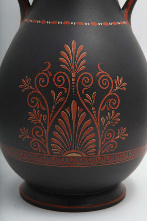 A Rare Wedgwood Basalt Vase With Encaustic Decoration For Sale 1
