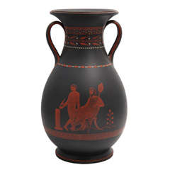 A Rare Wedgwood Basalt Vase With Encaustic Decoration