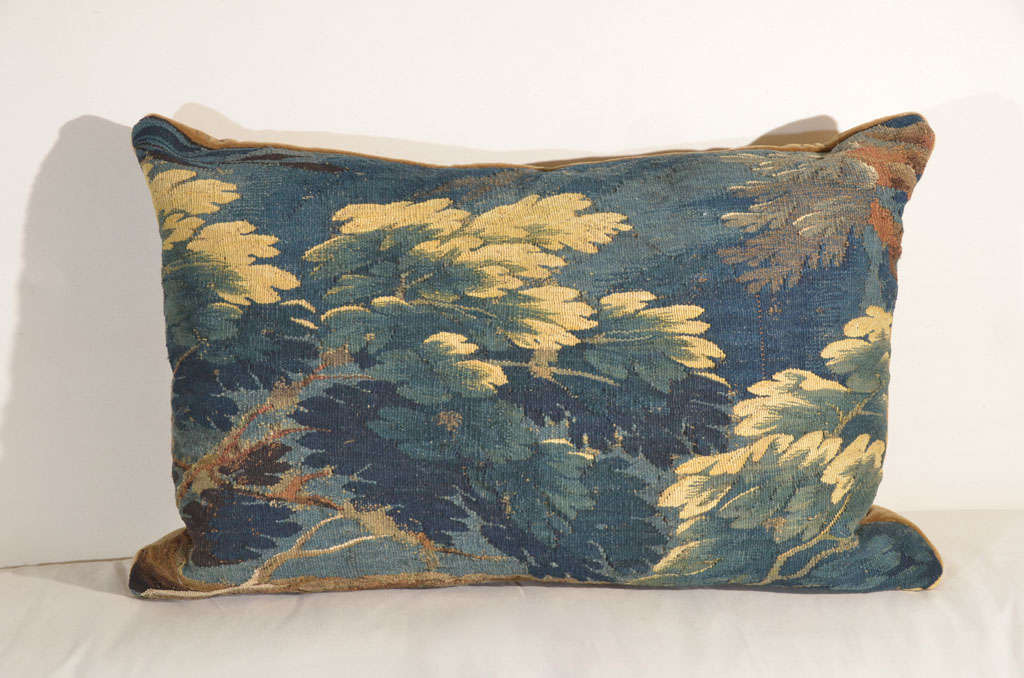 18th c. Aubusson Pillow backed in Mohair and stuffed with down.