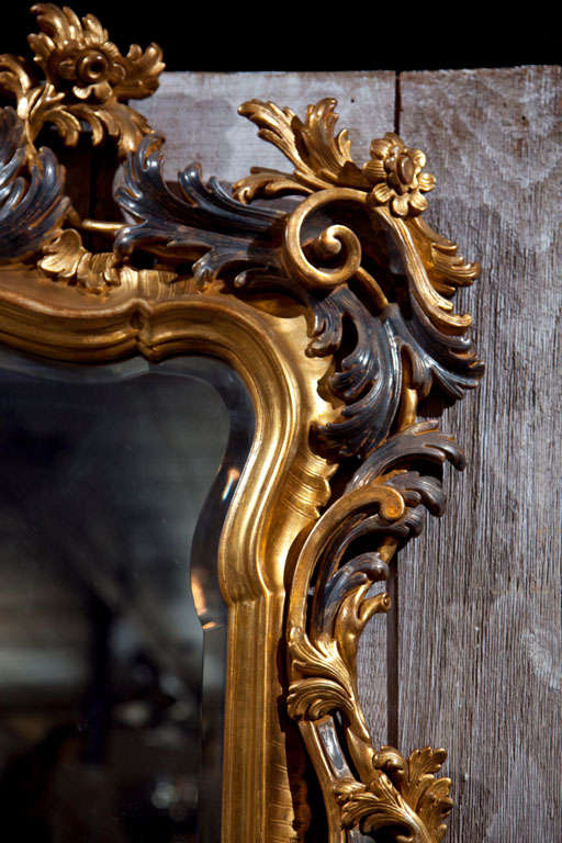 Pair Of  Carved And Painted Giltwood Mirrors For Sale 1