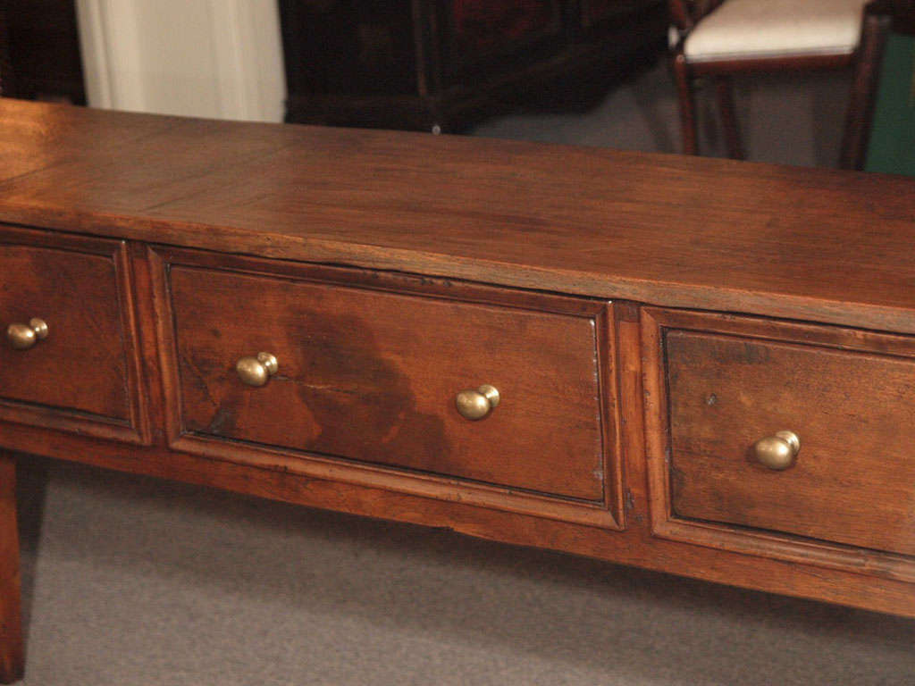 Antique French provincial 3- drawer oak server In Good Condition In New Orleans, LA