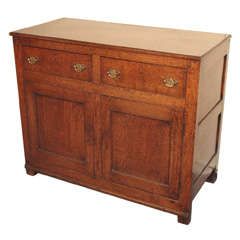 Antique English country oak cupboard.