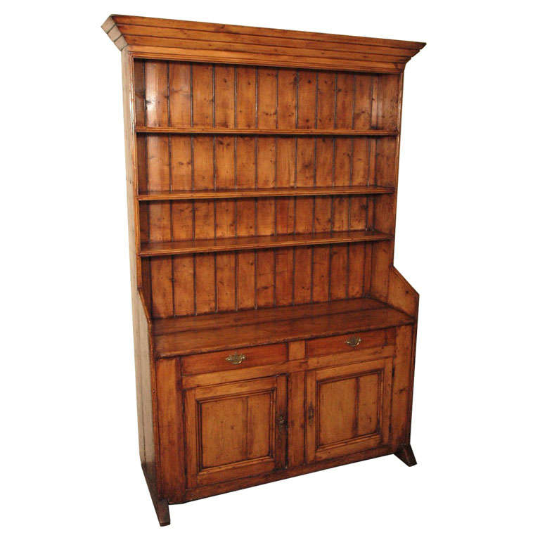 Antique Irish pine dresser with plate rack. at 1stDibs