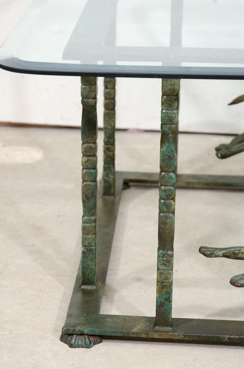 Unique Continental  Patinated  Bronze and Metal Coffee Table 1