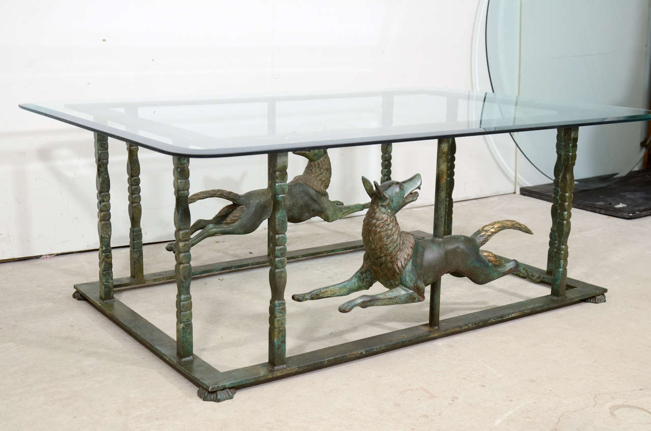 Unique Continental  Patinated  Bronze and Metal Coffee Table 2