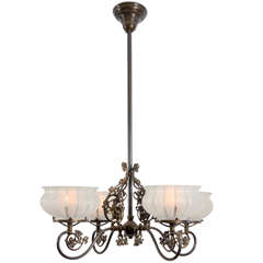 Antique Electrified Gas Fixture, 4 Light