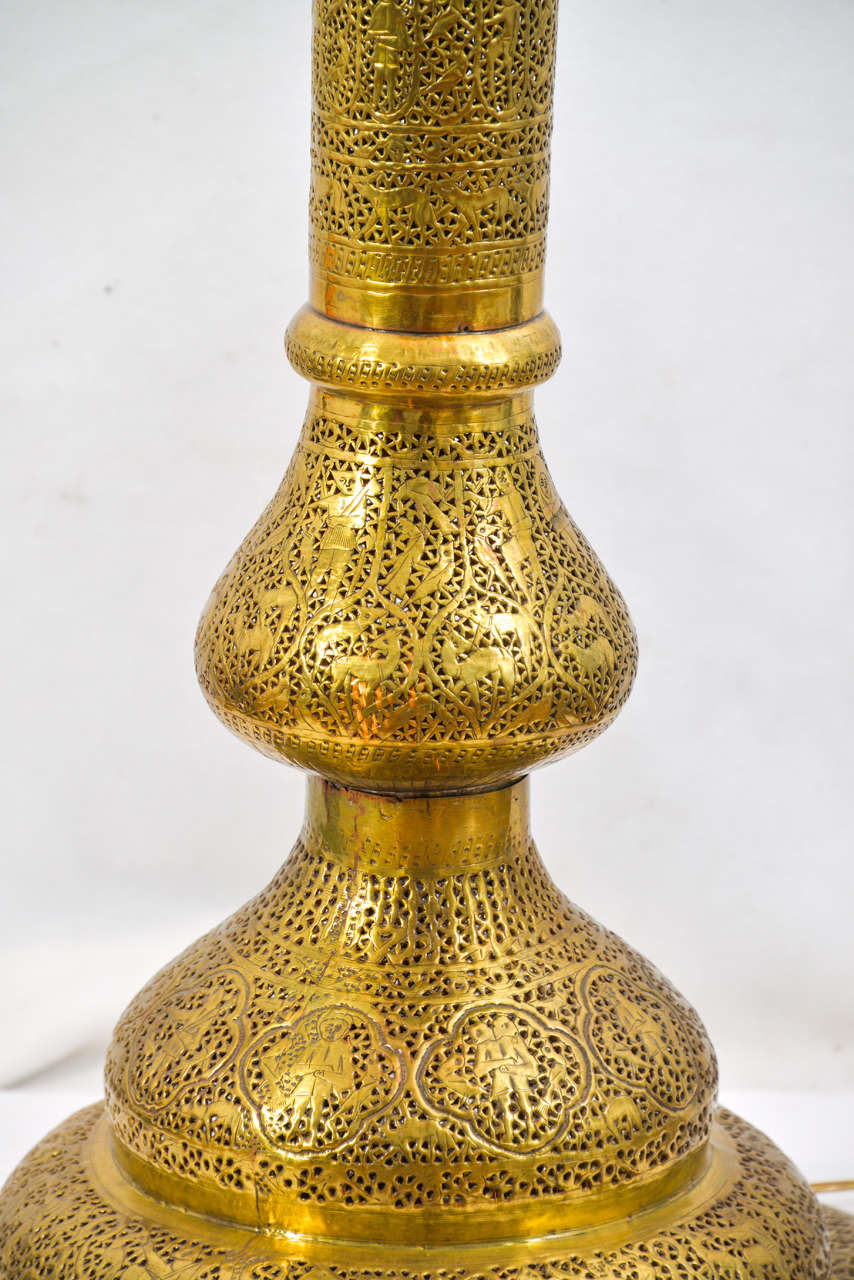 Indian Moroccan Pierced Brass Floor Lamp