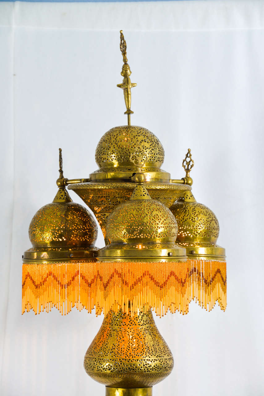 Lacquered Moroccan Pierced Brass Floor Lamp