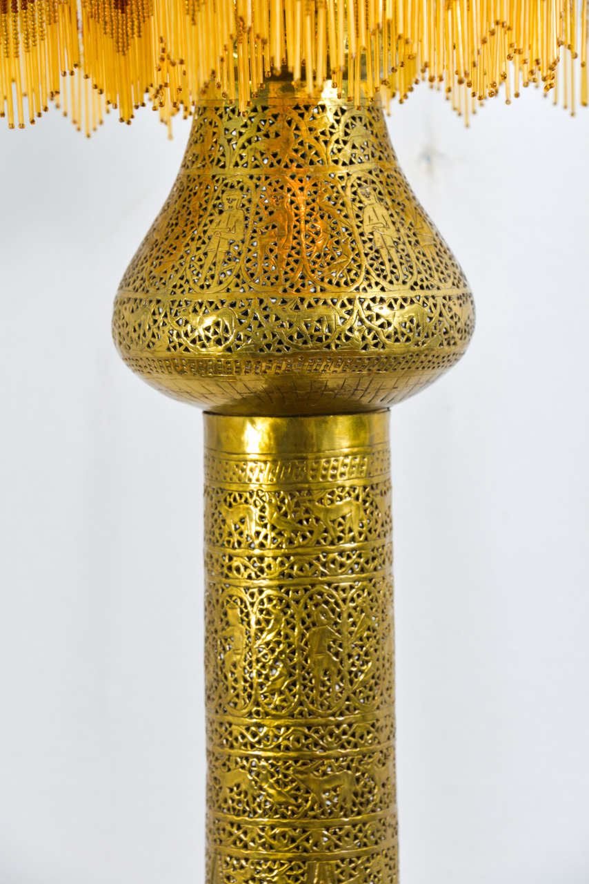 Mid-20th Century Moroccan Pierced Brass Floor Lamp