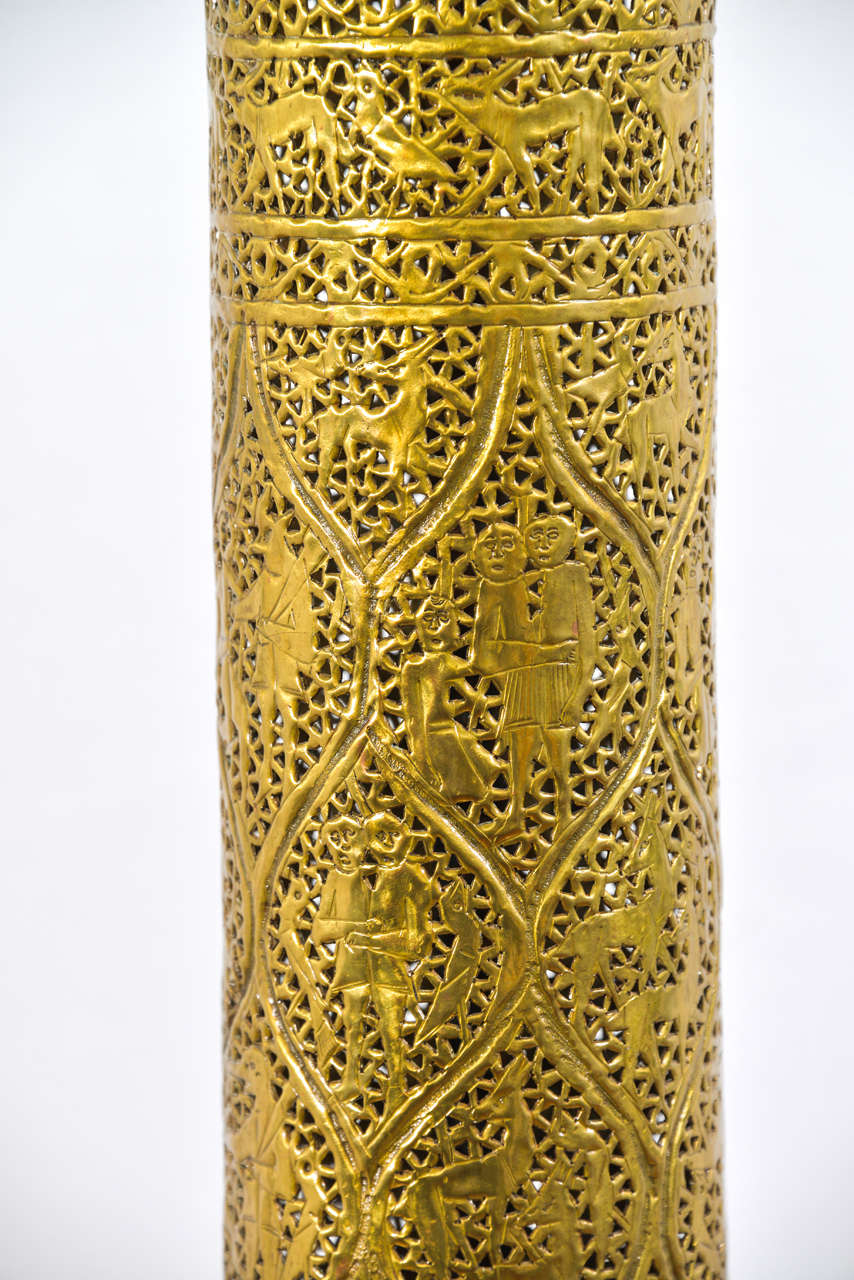 Beads Moroccan Pierced Brass Floor Lamp