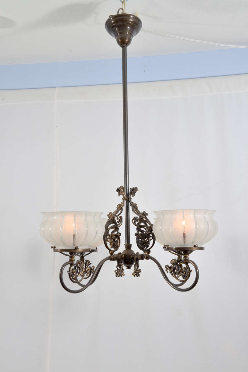 Electrified Gas Fixture, 4 Light at 1stdibs