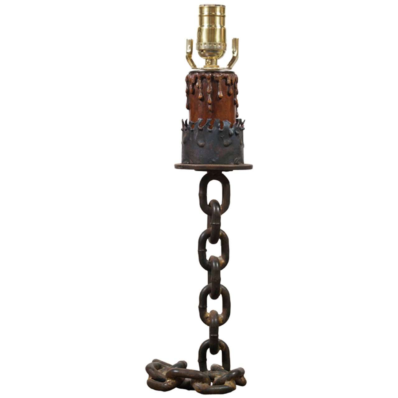 Welded Chain Candlestick as Lamp