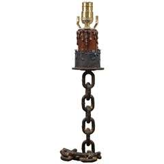 Welded Chain Candlestick as Lamp