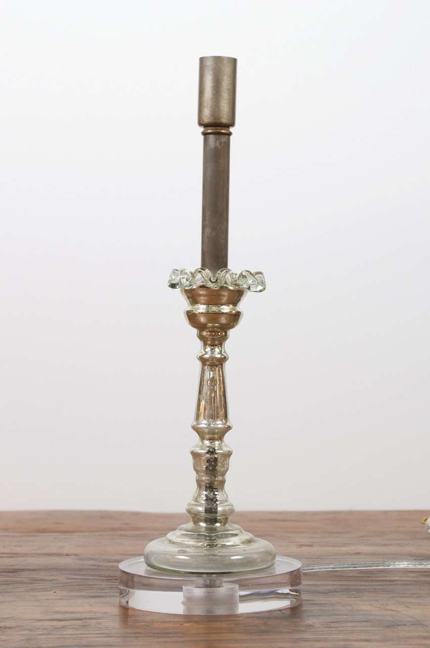 Vintage Mercury Glass Candlesticks as Lamps