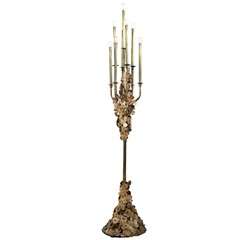9 Light Brutalist Style Floor Lamp