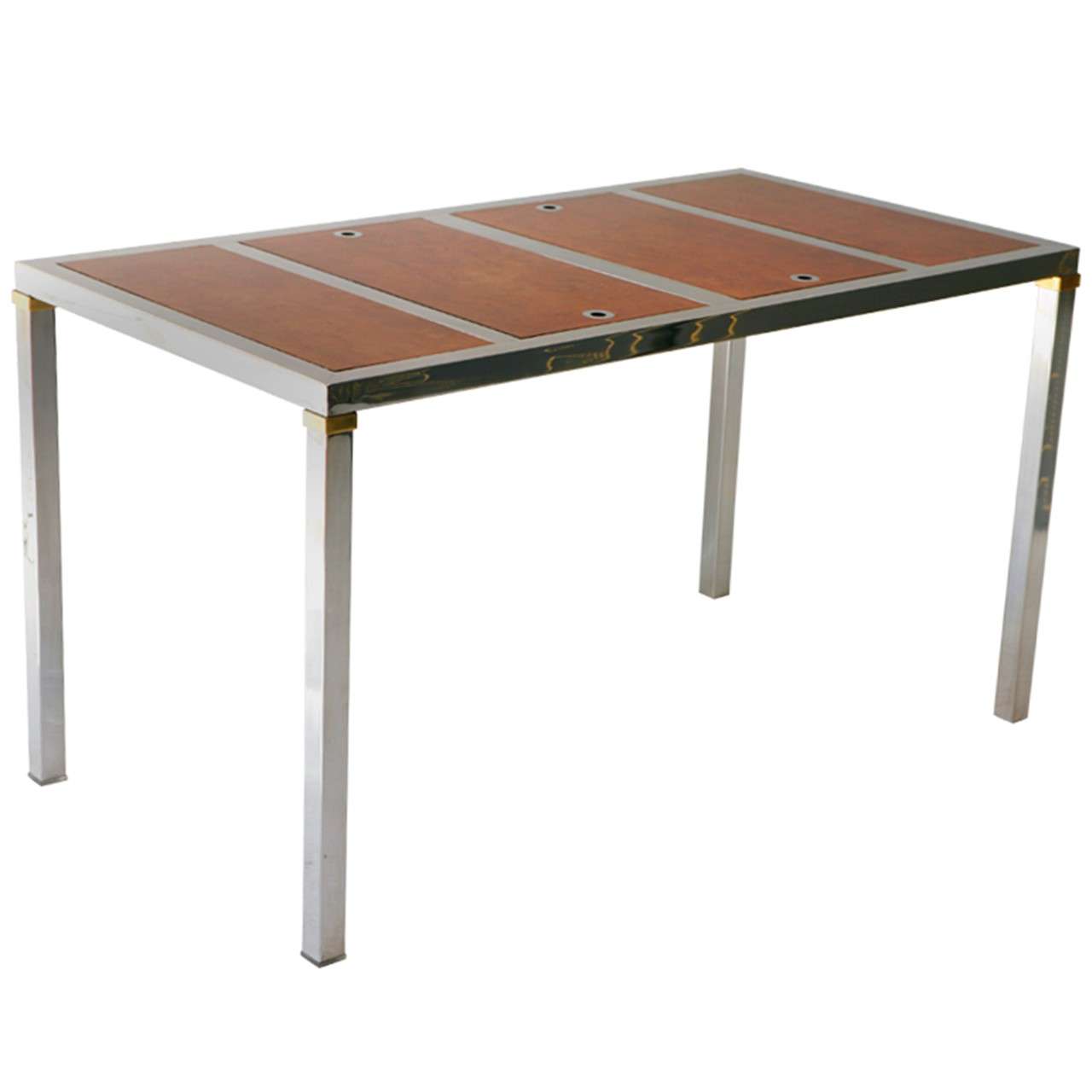 Custom Backgammon Table with Lacquered Burl Wood Inserts